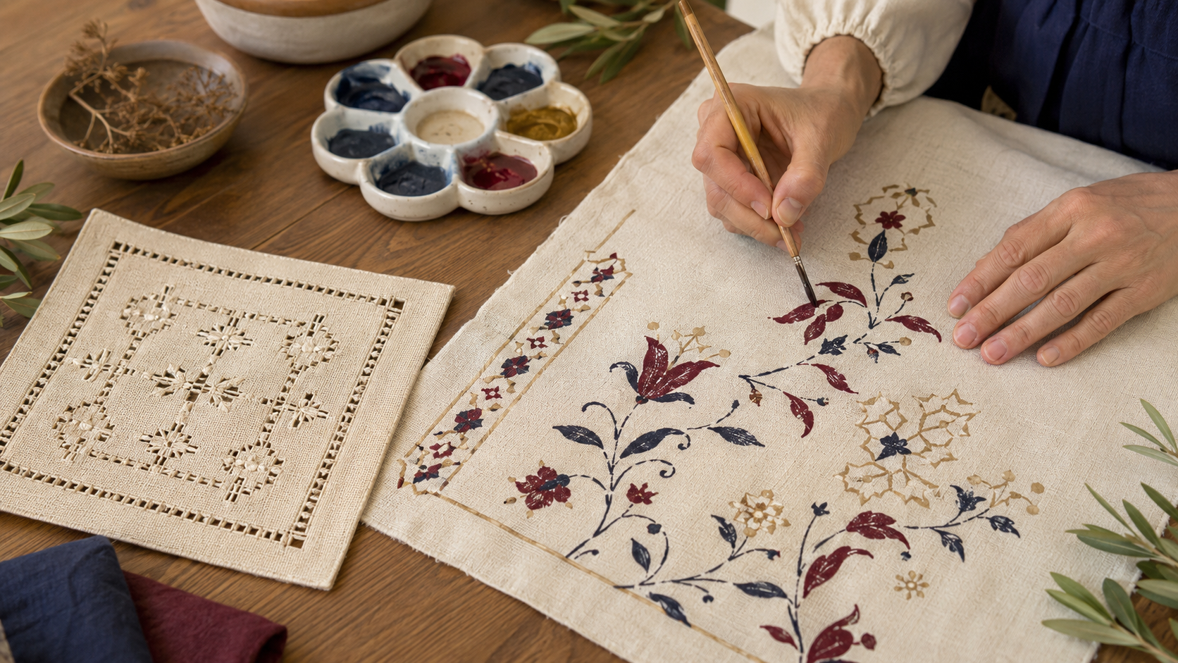 Stoffmalerei mit Antep-inspirierten Motiven: Von der Tradition zum modernen Design